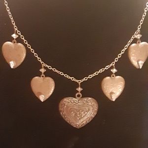Vintage PIDIDDLY LINKS HEART CHARM NECKLACE Brass Tone 18"